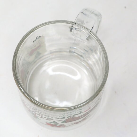 Vintage Libbey Winter Village Glass Coffee Christmas Mug Pine Trees Red Barn 90s - Picture 7 of 8